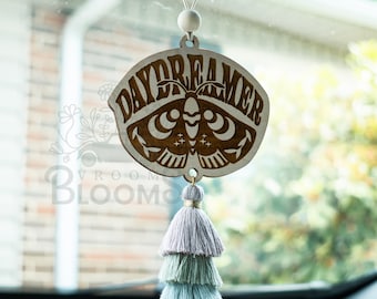 DAYDREAMER CAR CHARM | Car Charm | Rear View Mirror Charm | Car Accessories | Rear View Mirror Hanger with Tassel | Hippie Car Charm