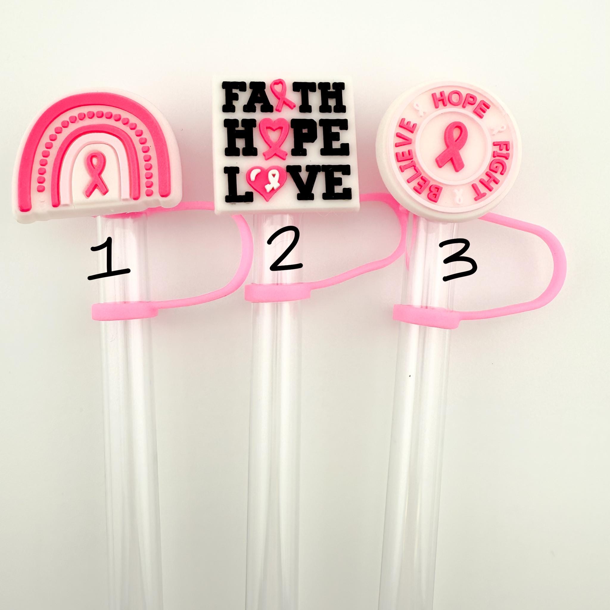 Breast Cancer Awareness STRAW TOPPERS | Tumbler Accessories | Gifts for ...