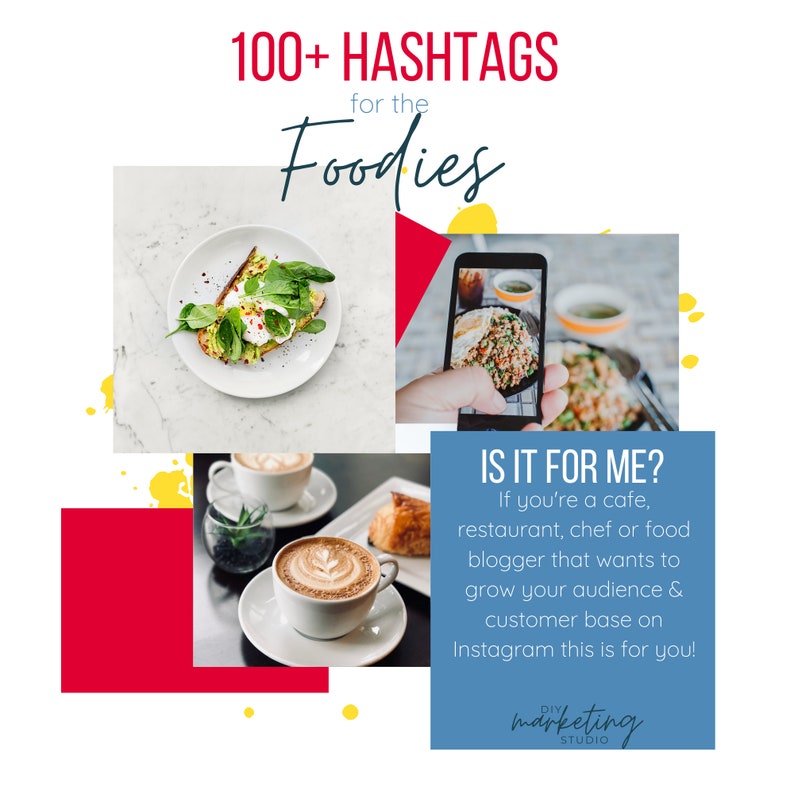 100 HASHTAGS for Cafes Restaurants Food Bloggers and Etsy