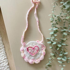 Porte-monnaie au crochet pour tout-petit - Cœur rose de la Saint-Valentin