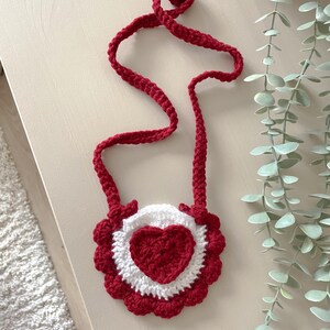 Porte-monnaie au crochet pour tout-petit - Cœur rouge de la Saint-Valentin