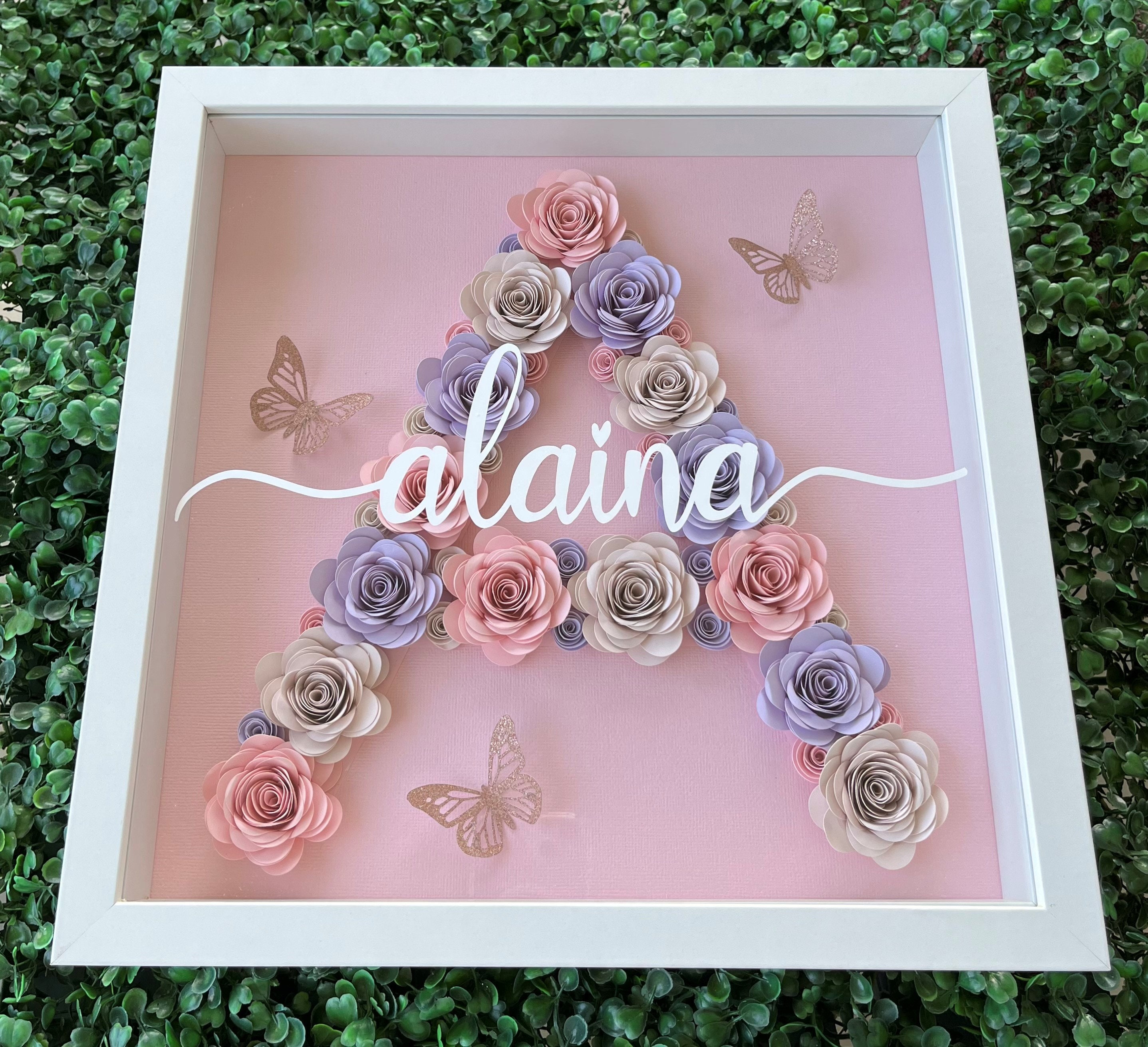 Initial Flower Shadow Box Personalised Flower Frame - Etsy Australia