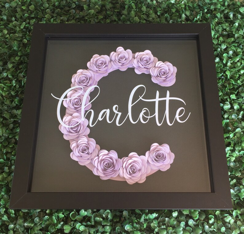Initial Flower Shadow Box Personalised Flower Frame - Etsy Australia