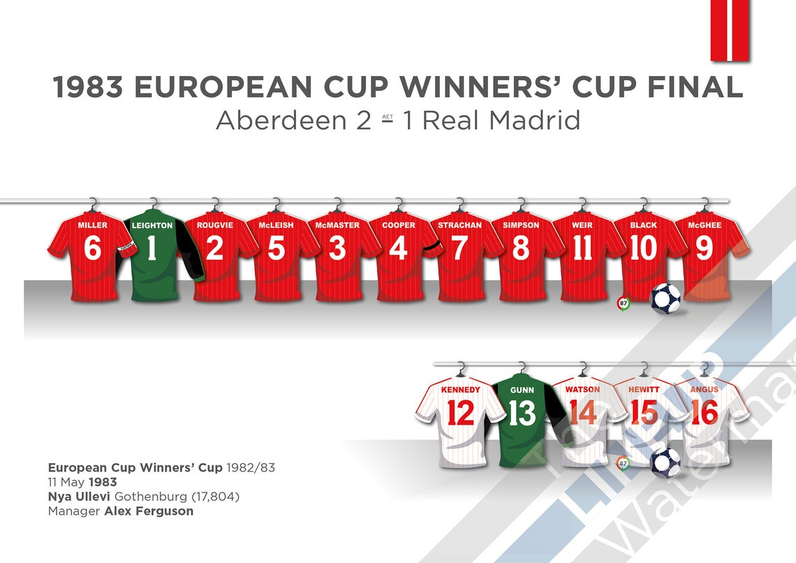 Aberdeen FC 1983 European Cup Winners Cup Final Print v Real Etsy