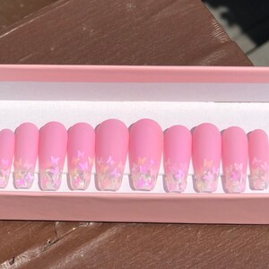 Light Pink Butterfly Nails Pink Nails Pink Butterflies - Etsy