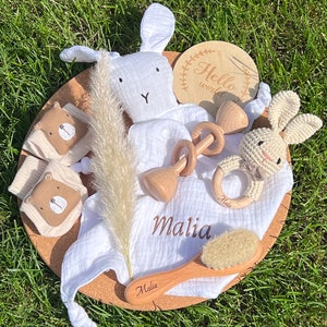 Geschenkset kleiner Hase für Babyparty, Taufe, Geburt oder einfach mal so personalisierbar mit Namen XXL 6 Teile Bild 2