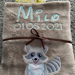 Cuddly soft baby blanket that can be personalized and embroidered with a name, date and appliqué image 6