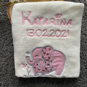 Cuddly soft baby blanket that can be personalized and embroidered with a name, date and appliqué image 5