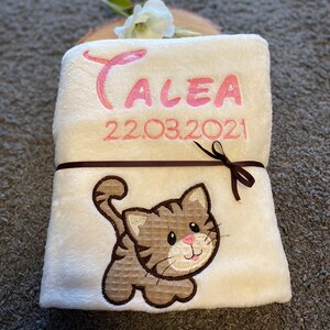Cuddly soft baby blanket that can be personalized and embroidered with a name, date and appliqué image 2