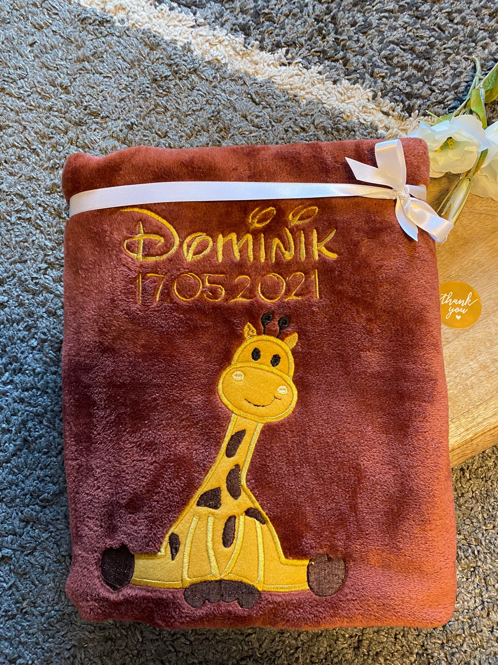 Cuddly Soft Baby Blanket Giraffe Customizable Embroidered With Etsy