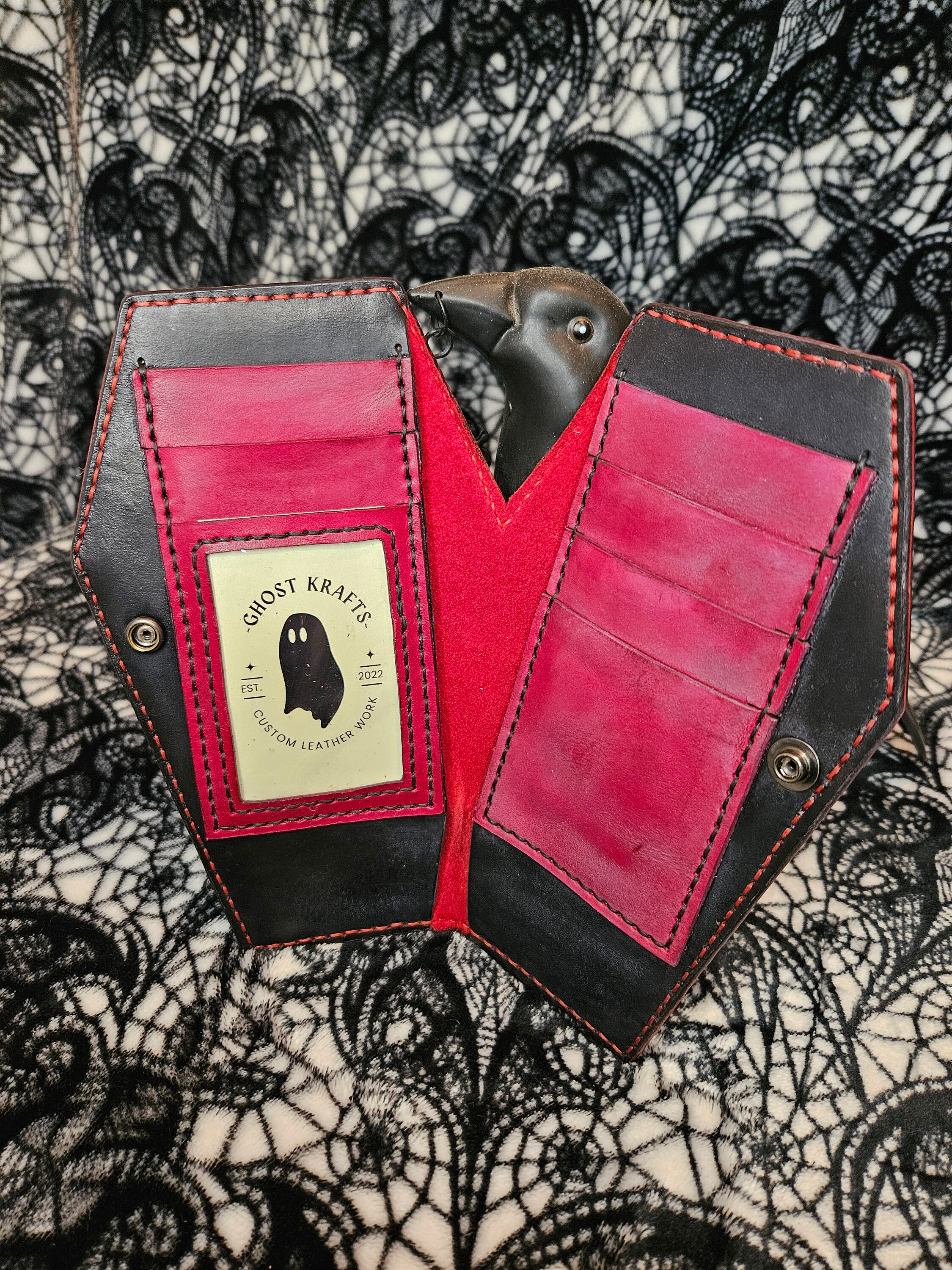 Portafoglio A Forma Di Bara Con Teschio - Gotico Halloween - Accessorio Horror Per Donna E Uomo - Nero