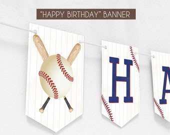 Rookie of the Year Banner, Baseball Happy Birthday Banner, Printable Baseball Garland, 1st Birthday Banner, Kids Baseball Party Decor B007