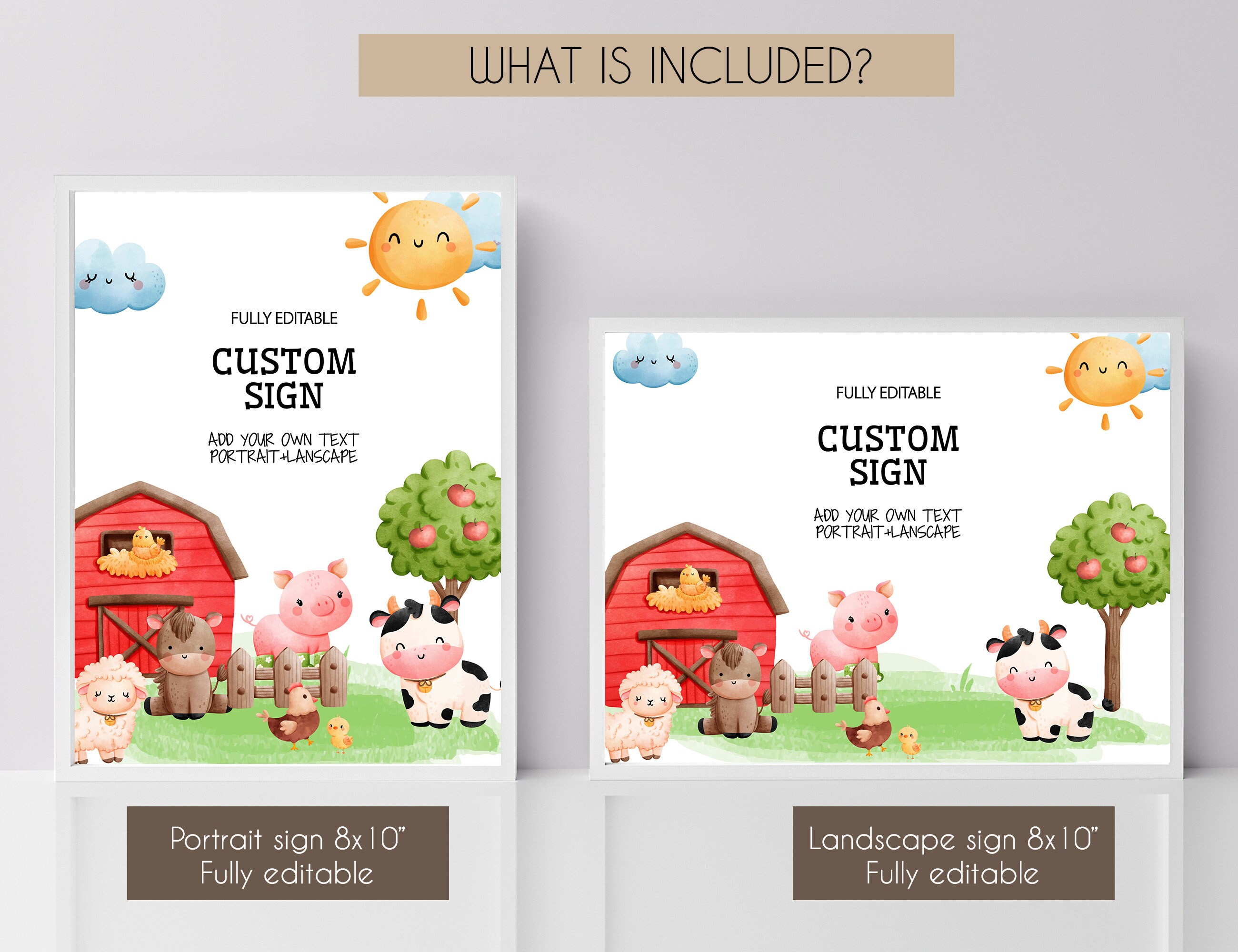 Editable Custom Sign Farm Animals Sign Boy Barnyard Birthday ...