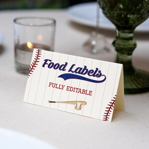Editable Baseball Food Labels, Baseball Birthday Food Cards, Baseball ...
