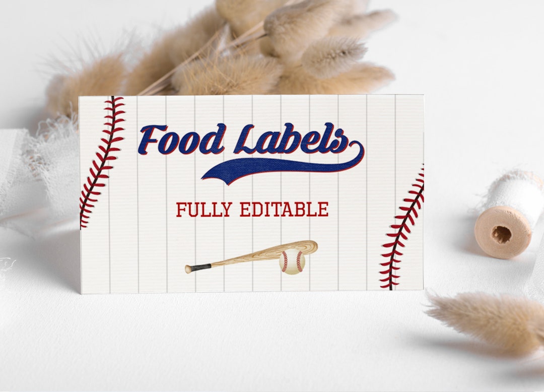 Editable Baseball Food Labels Baseball Birthday Food Cards - Etsy
