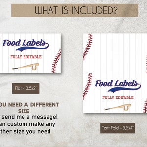 Editable Baseball Food Labels, Baseball Birthday Food Cards, Baseball ...