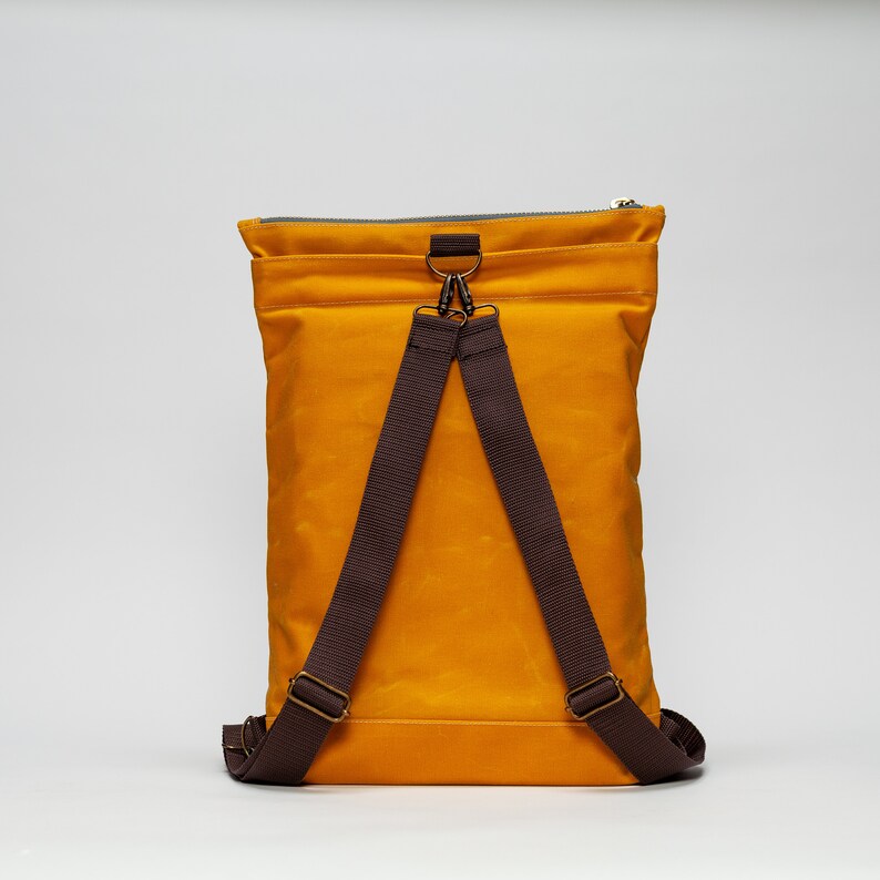 Waxed Canvas Backpack Mustard Etsy