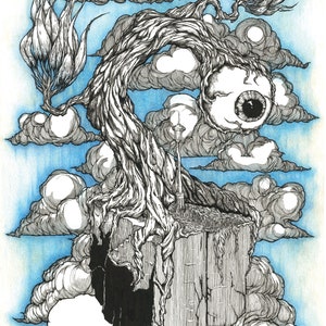 Floating Eye Tree, Digital Printable, Art, Colour Pencil, Illustration, Illustration Wall Art, Illustration Poster Art, Ink
