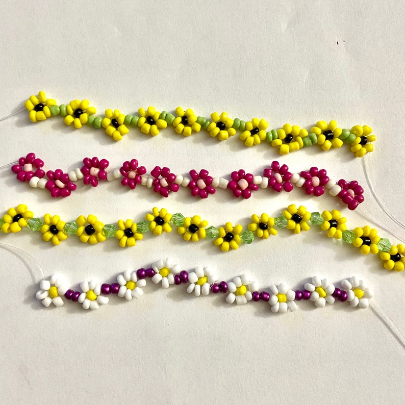 Flower Bead Bracelet Etsy