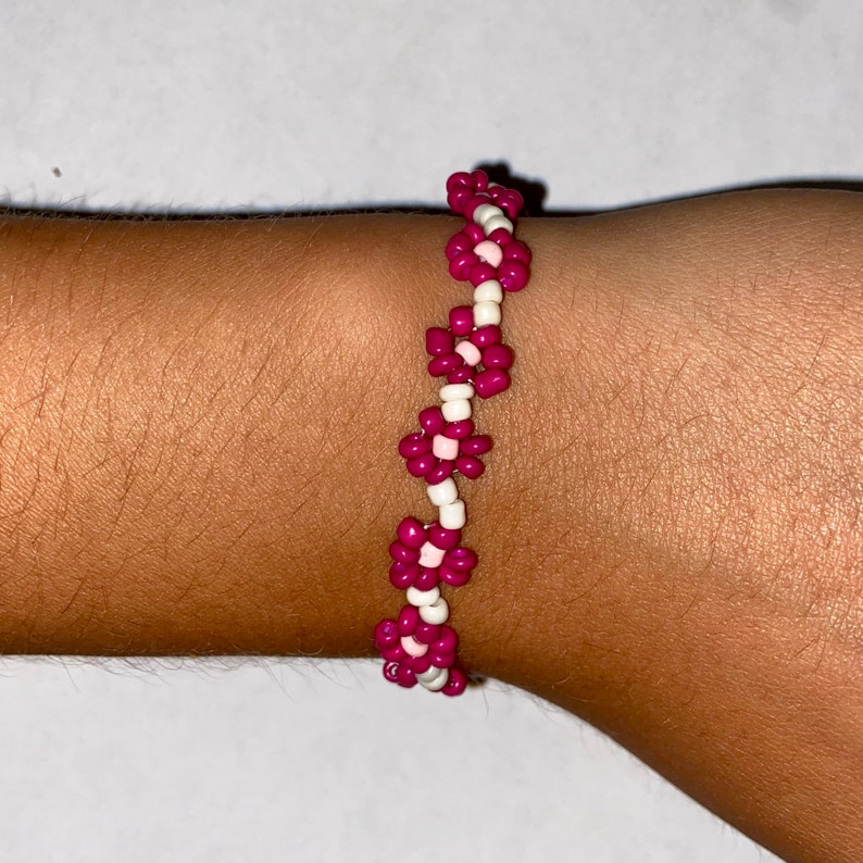 Flower Bead Bracelet Etsy