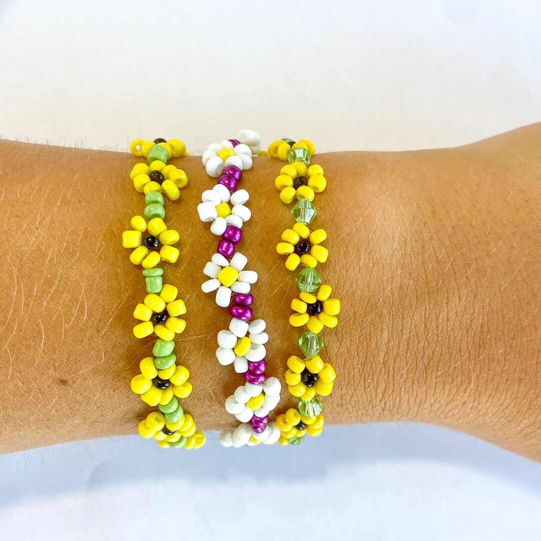 Flower Bead Bracelet Etsy