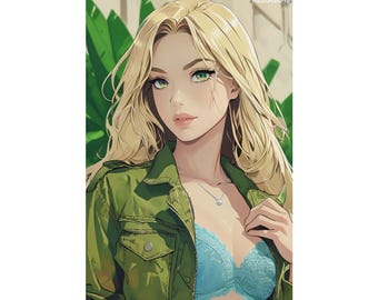 Agp Stilvolle Matte Vertikale Poster mit Flirty Artwork, Schlafzimmer Dekor, Geschenk für Sie, Wandkunst, Anime Ästhetik
