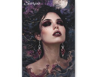 Astrology Wall Art Print, Scorpio Canvas Print, Zodiac Decor, Horoscope Art, Cosmic Wall Decor, Spiritual Home Decor