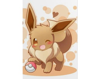 Entzückendes gerolltes Poster, süße Wandkunst für Kinder, Poke Decor, Kinderzimmer Wanddeko, Geschenk für Pokemon Fans