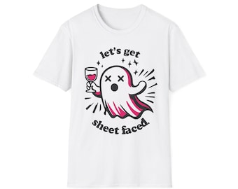 Lustiges Geist-T-Shirt, Halloween-Party T-Shirt, schrulliges Unisex-Shirt, Wein-Liebhaber-Geschenk, gruseliges saisonales Kleid