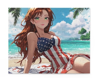 Vaterländisches Strandpuzzle - 120, 252, 500-teiliges Puzzle, Sommerspaßpuzzle, Americana-Puzzle, Geschenk für Puzzleliebhaber, Strandthemageschenk