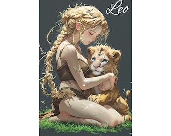 Leo Leinwanddruck, Sternzeichen Dekor, Leo Sign, Löwenjunges Bild, Boho Wanddekor, Astrologie Geschenk
