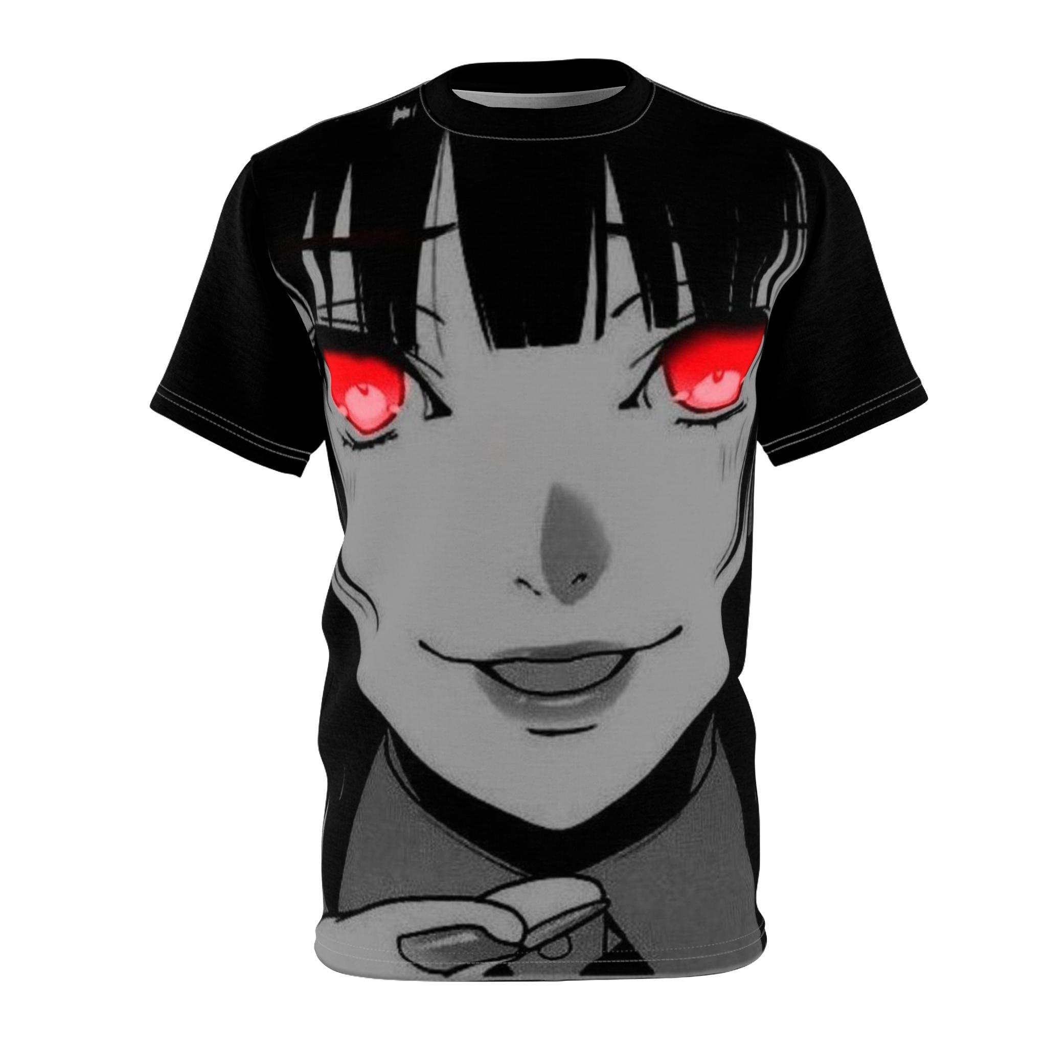 賭ケグルイ アニメ風ユニセックスTシャツ。燃えるような目がデザイン 