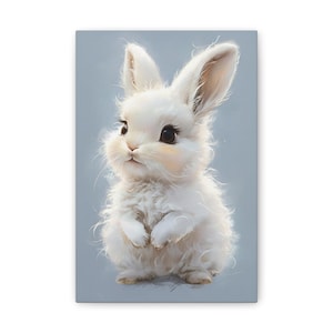 Adorable Bunny Canvas Art, Bunny Wall Décor, Cute Rabbit Print, Kids Room Decoration, Easter Gift