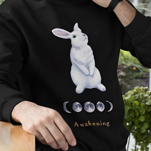 Rabbit Totem - Rabbit Sweater, UNISEX PREMIUM QUALITY -  (White Rabbit Sweater, Bunny Totem)