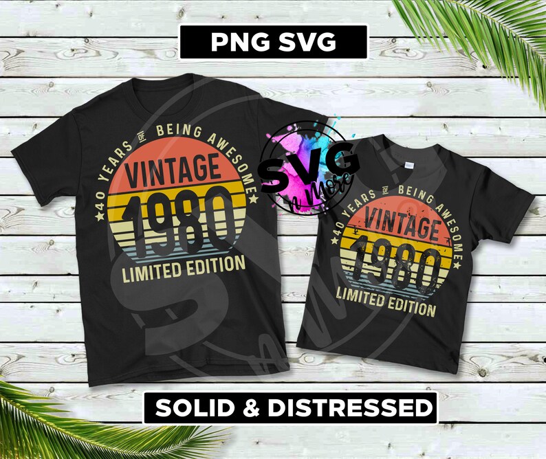 Download Retro Circle Birthday 1980 Vintage PNG SVG Bday shirt 40 ...