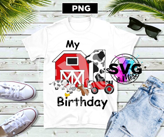 Download My 1st Birthday Farm Animal Tractor Bday Png Kid Child Infant Etsy PSD Mockup Templates