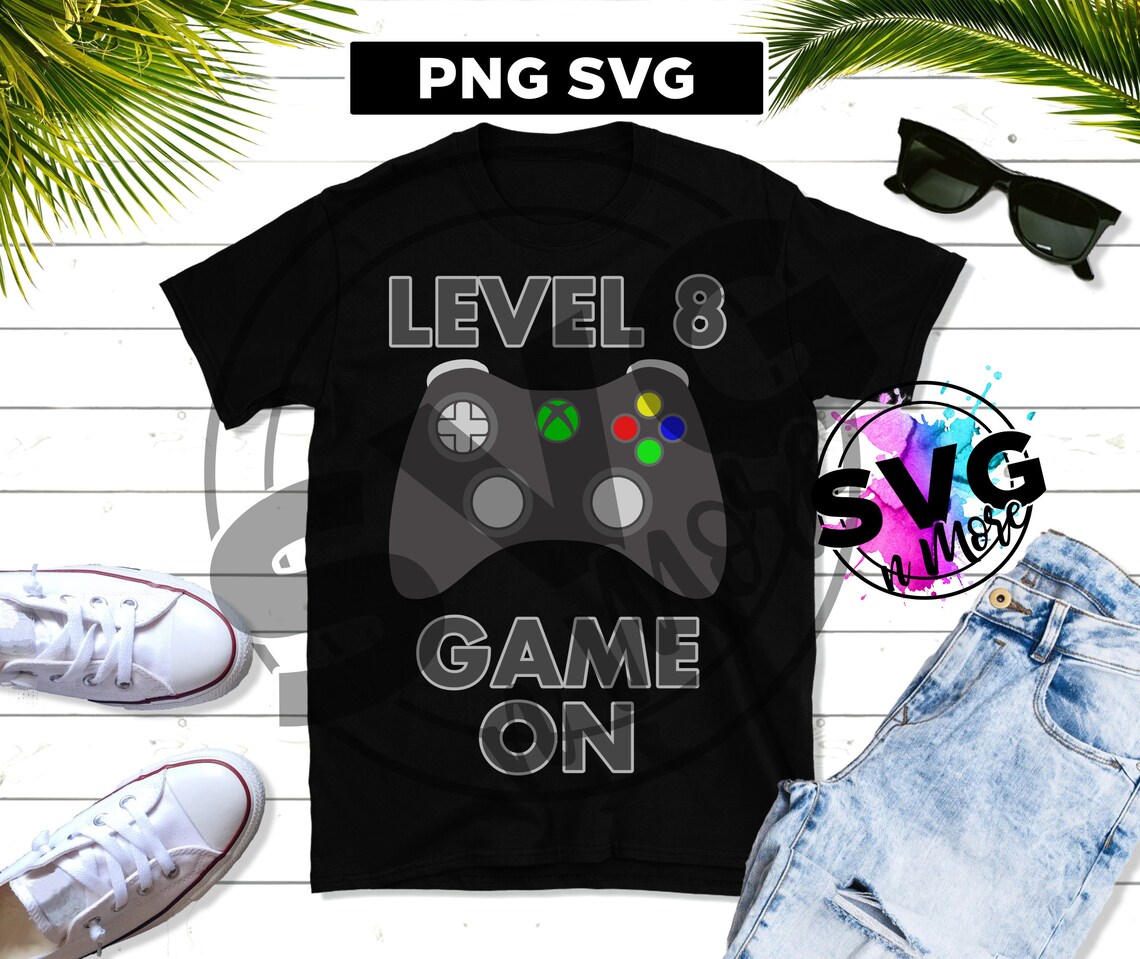 Download Level 8 Game on Gamer Birthday PNG SVG Bday cutfile xbox | Etsy