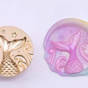 3D Mermaid Tail wax seal stamp/Sea Mermaid wax sealing kit /Mermaid Tail and Stars wax seal stamp