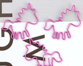 Clips metálicos de unicornio rosa, material de oficina (28 x 29 mm)