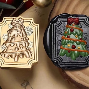 Timbro sigillo in cera per albero di Natale 3D/Kit per sigillare cera per albero di pino e fiocco di neve/Timbro sigillo per buste regalo di Natale