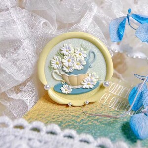 Timbro in ceralacca 3D per caffè/Kit di sigillatura in ceralacca per caffè e margherite/Timbro in ceralacca per fiori/Timbro in ceralacca per matrimonio
