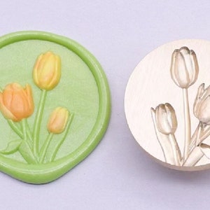 Timbro sigillo di cera tulipano 3D/Kit sigillatura cera fiore tulipano/Timbro ceralacca compleanno personalizzato