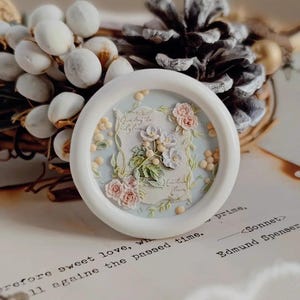 Timbro di ceralacca 3D con albero di biancospino/Kit di sigillatura in ceralacca con fiori e foglie/Amore per il biancospino/Timbro di ceralacca per buste regalo per diserbo