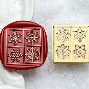 Timbro di ceralacca con fiocchi di neve/Kit di sigillatura con ceralacca con fiocchi di neve di Natale/Kit di sigillatura con timbro per buste regalo di Natale