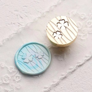 Timbro sigillo di cera quadrifoglio/Kit sigillante cera doppia foglia/timbro sigillo di cera quadrifoglio/regalo timbro cera matrimonio/set di scatole timbro cera