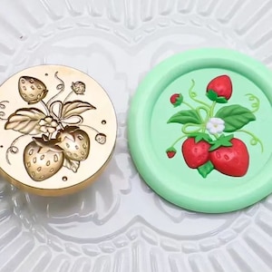 Timbro sigillo di cera fragola 3D/Kit sigillo di cera fragola e foglia/Kit sigillo di cera di frutta/Timbro sigillo di cera per buste regalo di nozze