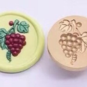 Timbro sigillo di cera d'uva 3D/Kit sigillante di cera uva e foglie 3D/Kit sigillante di cera di frutta/timbro di cera/Sigillatura di timbro di cera personalizzata