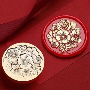 Timbro sigillo di cera fiore 3D in fiore / Kit sigillo di cera fiore margherita / Kit sigillo di cera fiore rosa