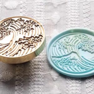 Timbro sigillo di cera multilivello Sea Wave/Timbro sigillo di cera Wave/Kit di sigillatura cera Sea Wave/Timbro di cera regalo di compleanno/Sigillatura timbro di cera personalizzato