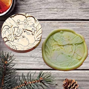 Frog in Lotus Wax Seal Stamp, Envelope Sealing Kit